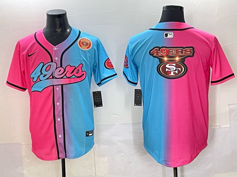 Men 2025 San Francisco 49ers Blank Blue pink Nike Limited NFL Jersey style 027